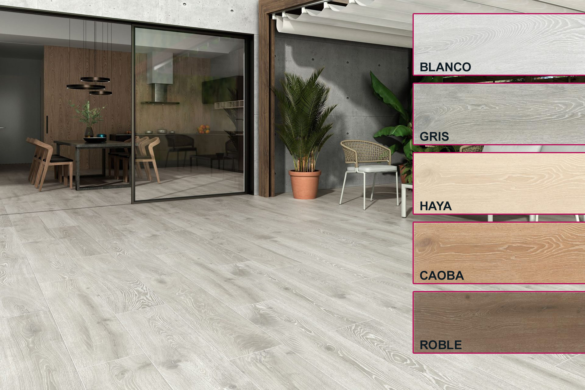 Suelo porcelánico imitación madera exterior antideslizante