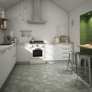 Azulejo tipo Metro Antic 7,5×15 blanco+verde