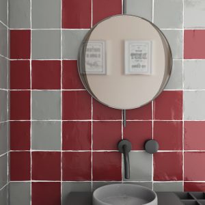 Azulejo tipo Metro Provenza 13×13 Rojo + blanco para Baños