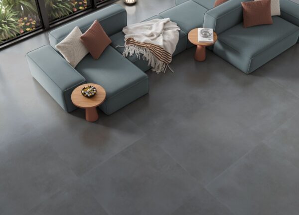Azulejo Porcelánico Imitación Cemento Domus Antracita Mate 100X100