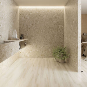 Baldosas imitación piedra Pietra Di Gre Crema 60X120 Bosque Cenerè 15X90
