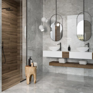 Baldosas mármol Cr Wells Pearl 30X60 60X60 Cr Rovere Brown 25X150