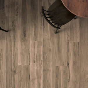Madera cerámica Cr Rovere Brown 25X150 Cr Etrvria Rope 120X120 Detalle
