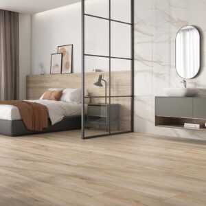Pavimento imitación madera Rovere Honey 30X180 Calacatta Gold 60X120
